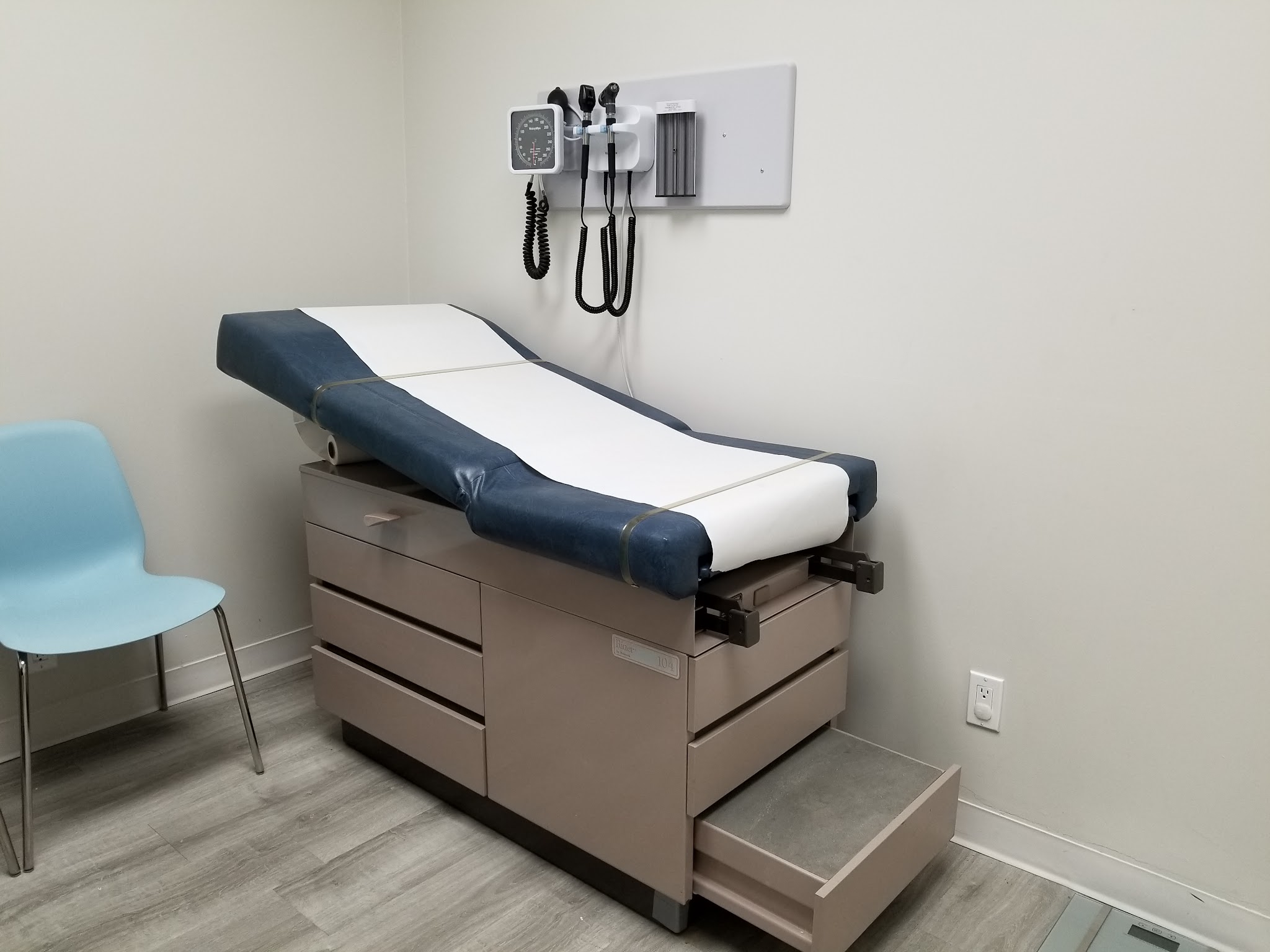Examination room at the on-site medical clinic